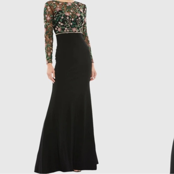 NWT | Mac Duggal 67870 Beaded Illusion High Neck Trumpet Gown Size 4 - Picture 1 of 14